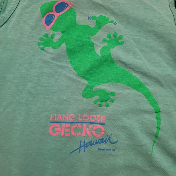 Vintage 90s Hang Loose Gecko Hawaii Tank Top Womens Small Cropped - Picture 2 of 11